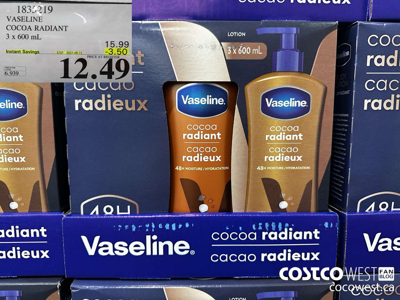 1835219 VASELINE COCOA RADIANT 3 X 600ML ($3.50 INSTANT SAVINGS EXPIRES ON 2025-08-31) $12.49