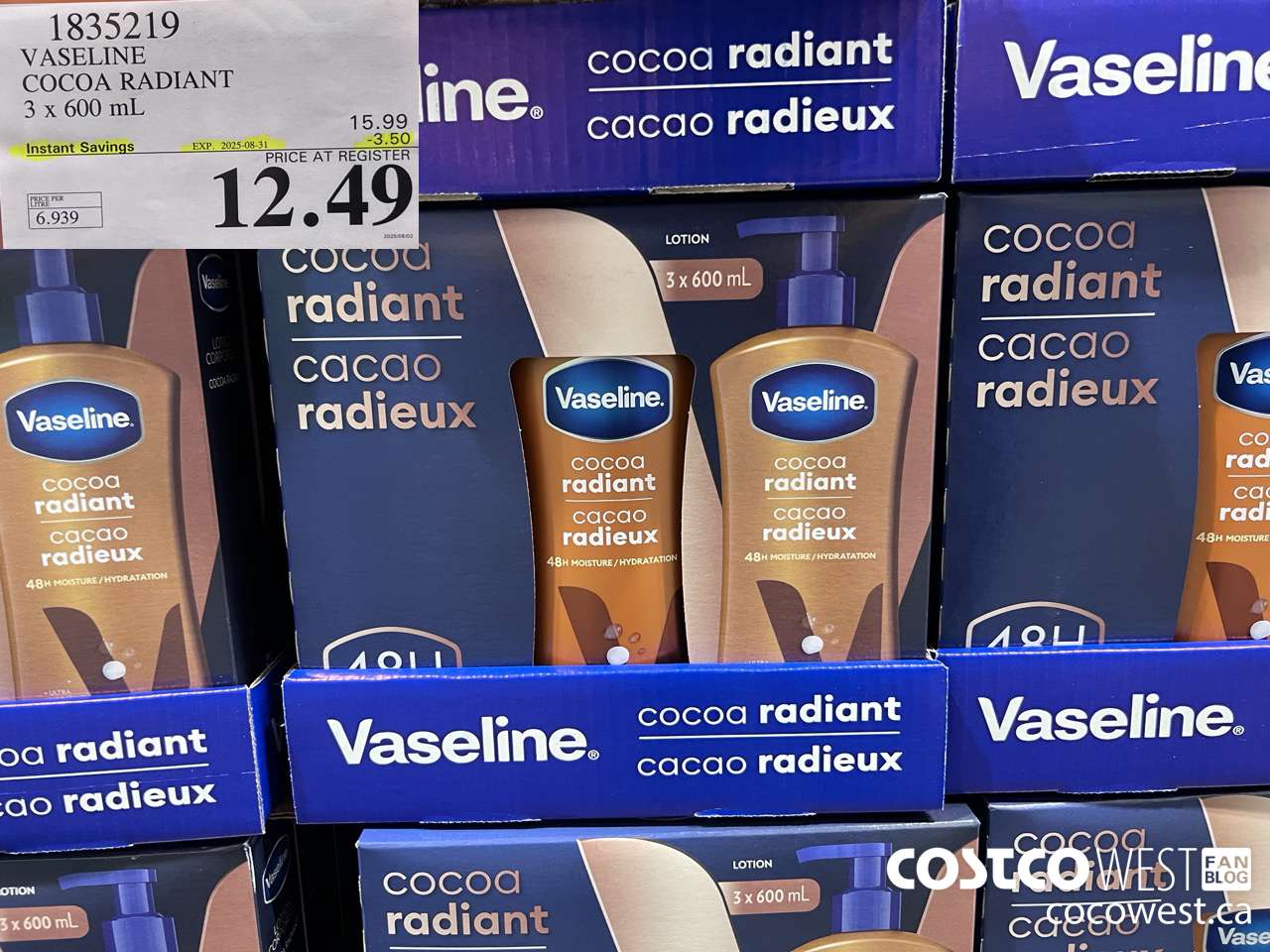 1835219 VASELINE COCOA RADIANT 3 X 600ML ($3.50 INSTANT SAVINGS EXPIRES ON 2025-08-31) $12.49