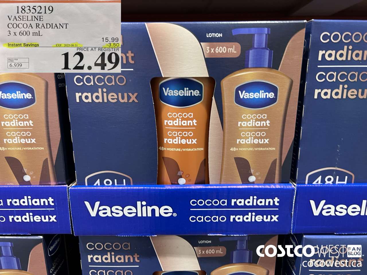 1835219 VASELINE COCOA RADIANT 3 X 600ML ($3.50 INSTANT SAVINGS EXPIRES ON 2025-08-31) $12.49