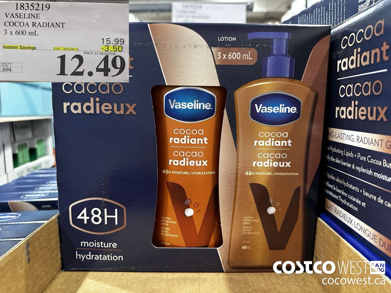 1835219 VASELINE COCOA RADIANT 3 X 600ML ($3.50 INSTANT SAVINGS EXPIRES ON 2025-08-31) $12.49