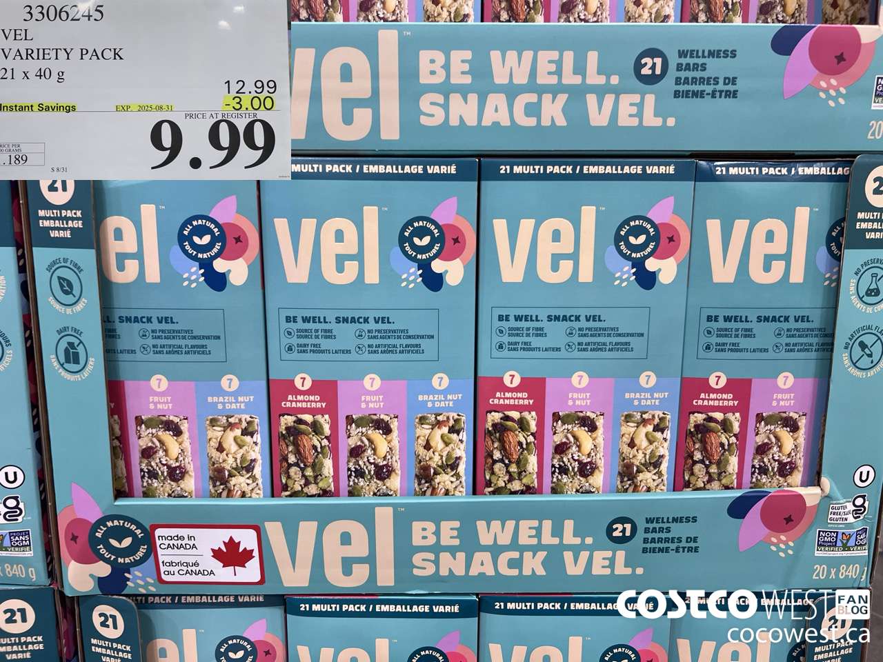 3306245 VEL VARIETY PACK 21 X 40G ($3.00 INSTANT SAVINGS EXPIRES ON 2025-08-31) $9.99
