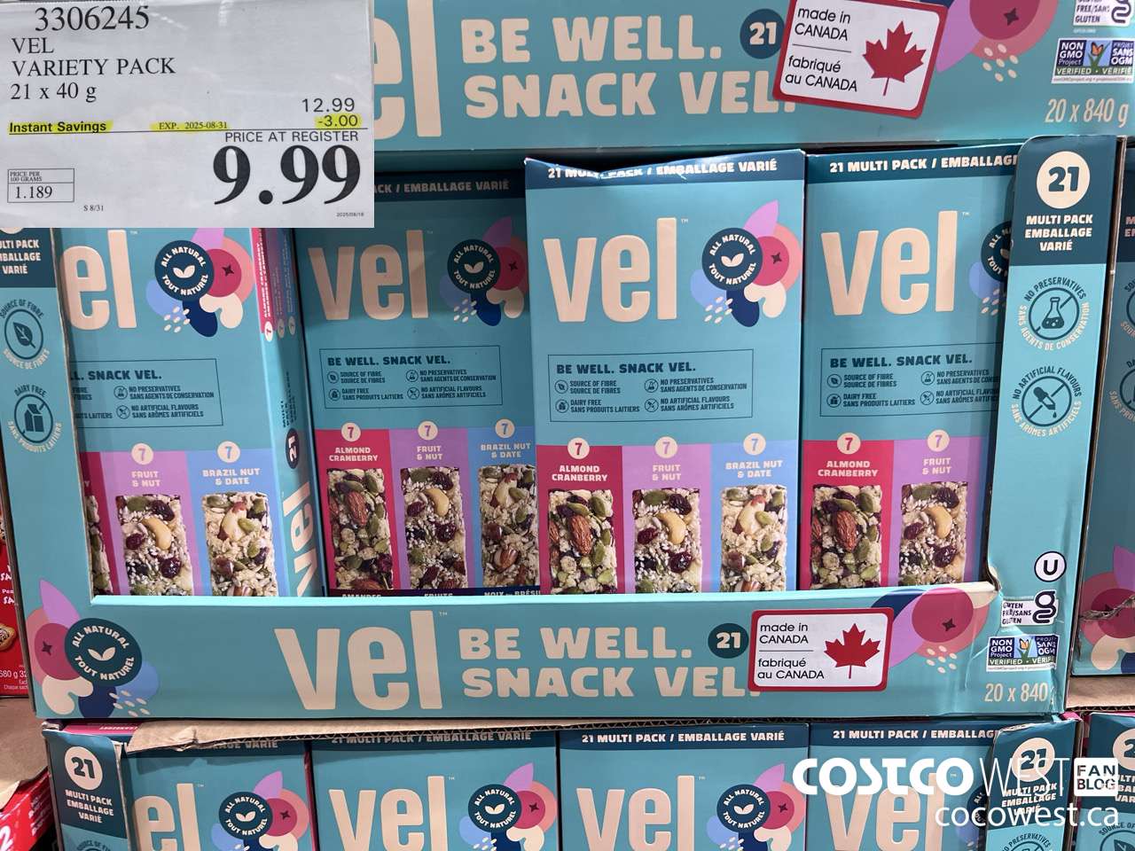 3306245 VEL VARIETY PACK 21 X 40G ($3.00 INSTANT SAVINGS EXPIRES ON 2025-08-31) $9.99