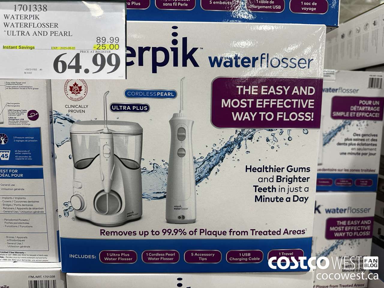1701338 WATERPIK WATERFLOSSER ULTRA AND PEARL ($25.00 INSTANT SAVINGS EXPIRES ON 2025-08-03) $64.99