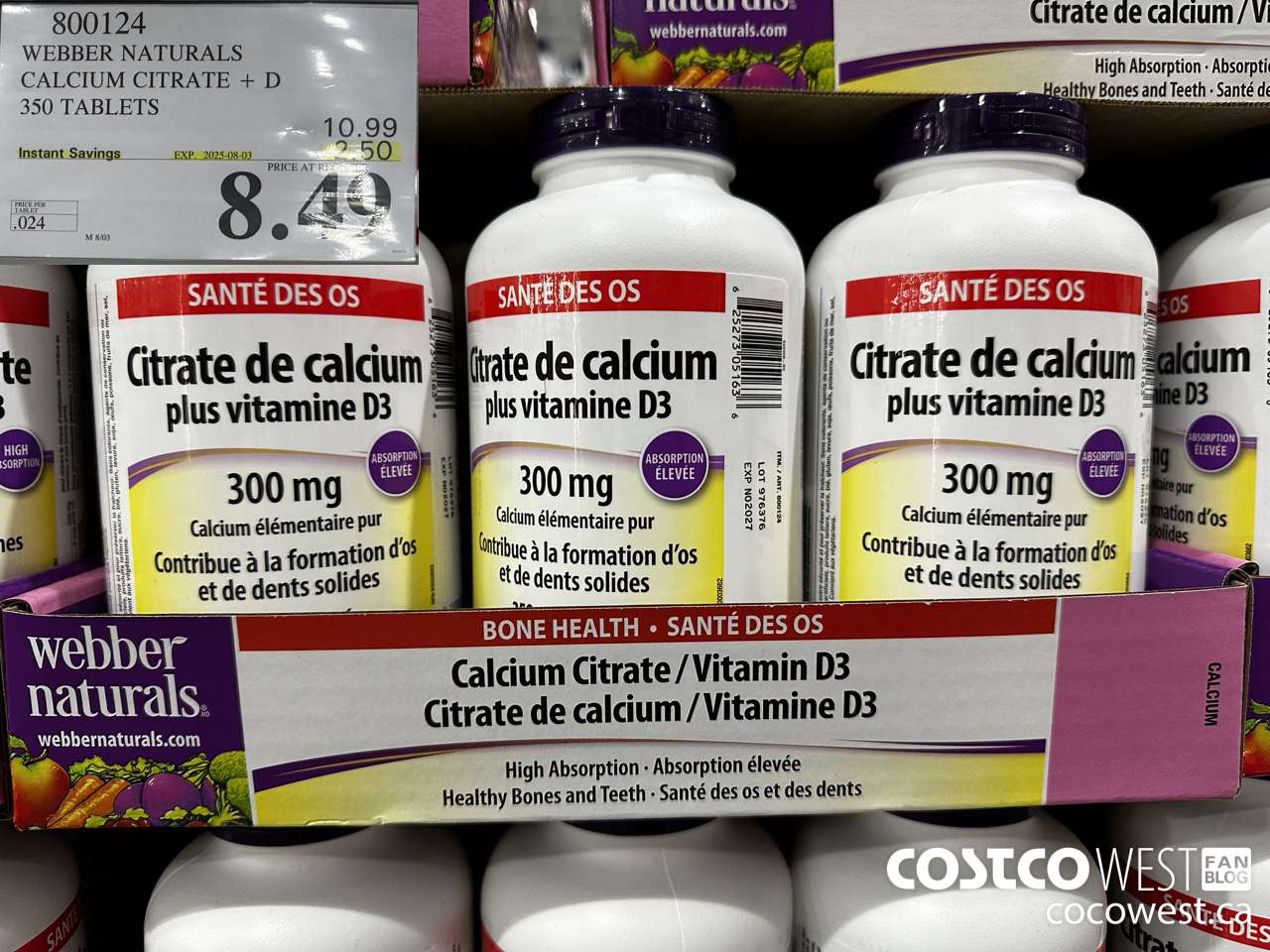 800124 WEBBER NATURALS CALCIUM CITRATE 350 TABLETS ($2.50 INSTANT SAVINGS EXPIRES ON 2025-08-03) $8.49