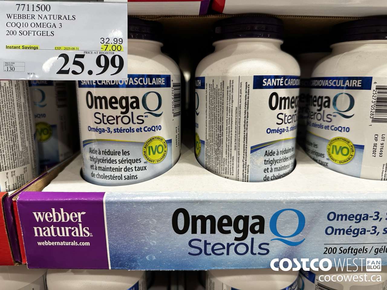 7711500 WEBBER NATURALS COQ10 OMEGA 3 200 SOFTGELS ($7.00 INSTANT SAVINGS EXPIRES ON 2025-08-31) $25.99