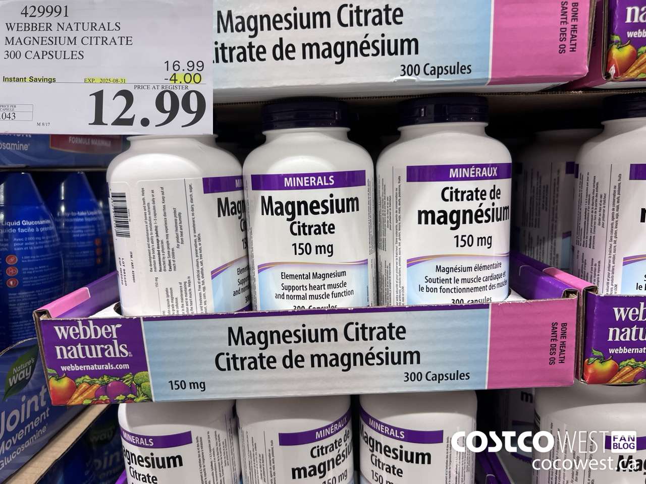 429991 WEBBER NATURALS MAGNESIUM CITRATE 300 CAPSULES ($4.00 INSTANT SAVINGS EXPIRES ON 2025-08-31) $12.99