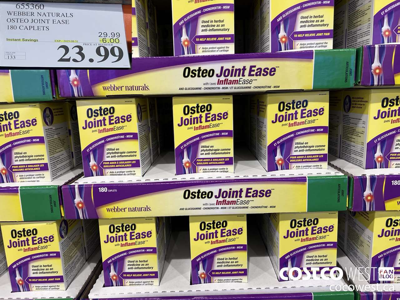 655360 WEBBER NAURALS OSTEO JOINT EASE 180 CAPLETS ($6.00 INSTANT SAVINGS EXPIRES ON 2025-08-31) $23.99