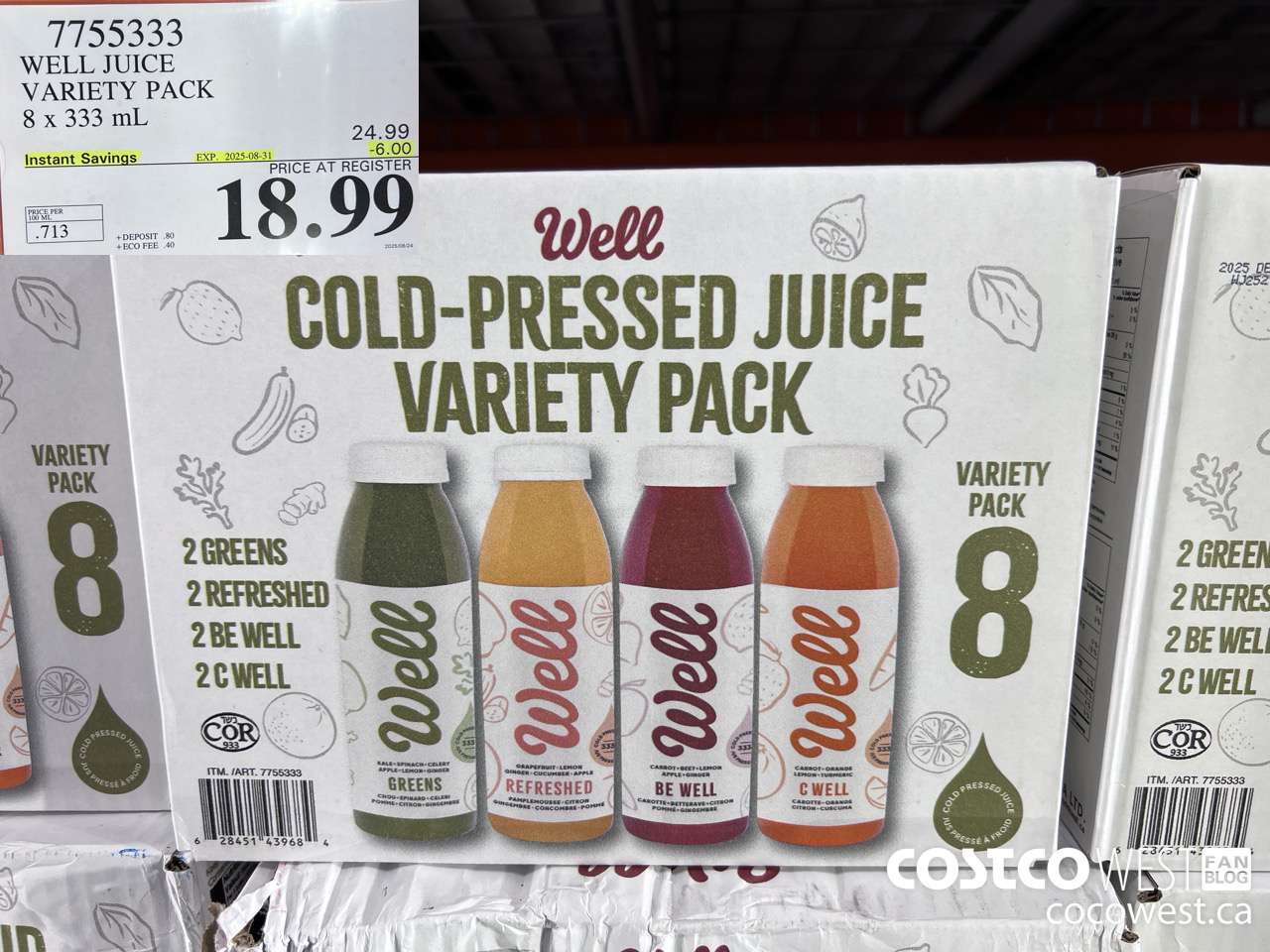 7755333 WELL JUICE VARIETY PACK 8 X 333ML ($6.00 INSTANT SAVINGS EXPIRES ON 2025-08-31) $18.99