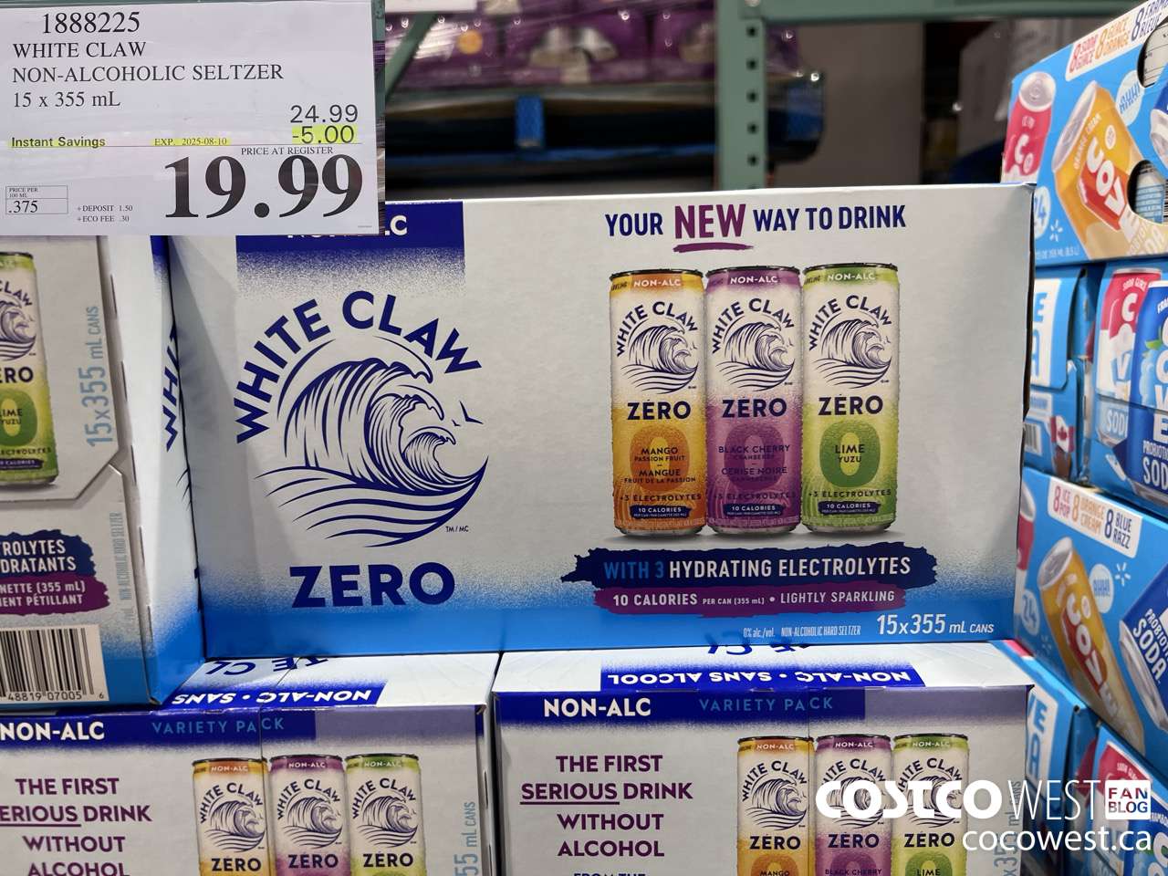 1888225 WHITE CLAW NON-ALCOHOLIC SELTZER 15 X 355ML ($5.00 INSTANT SAVINGS EXPIRES ON 2025-08-19) $19.99