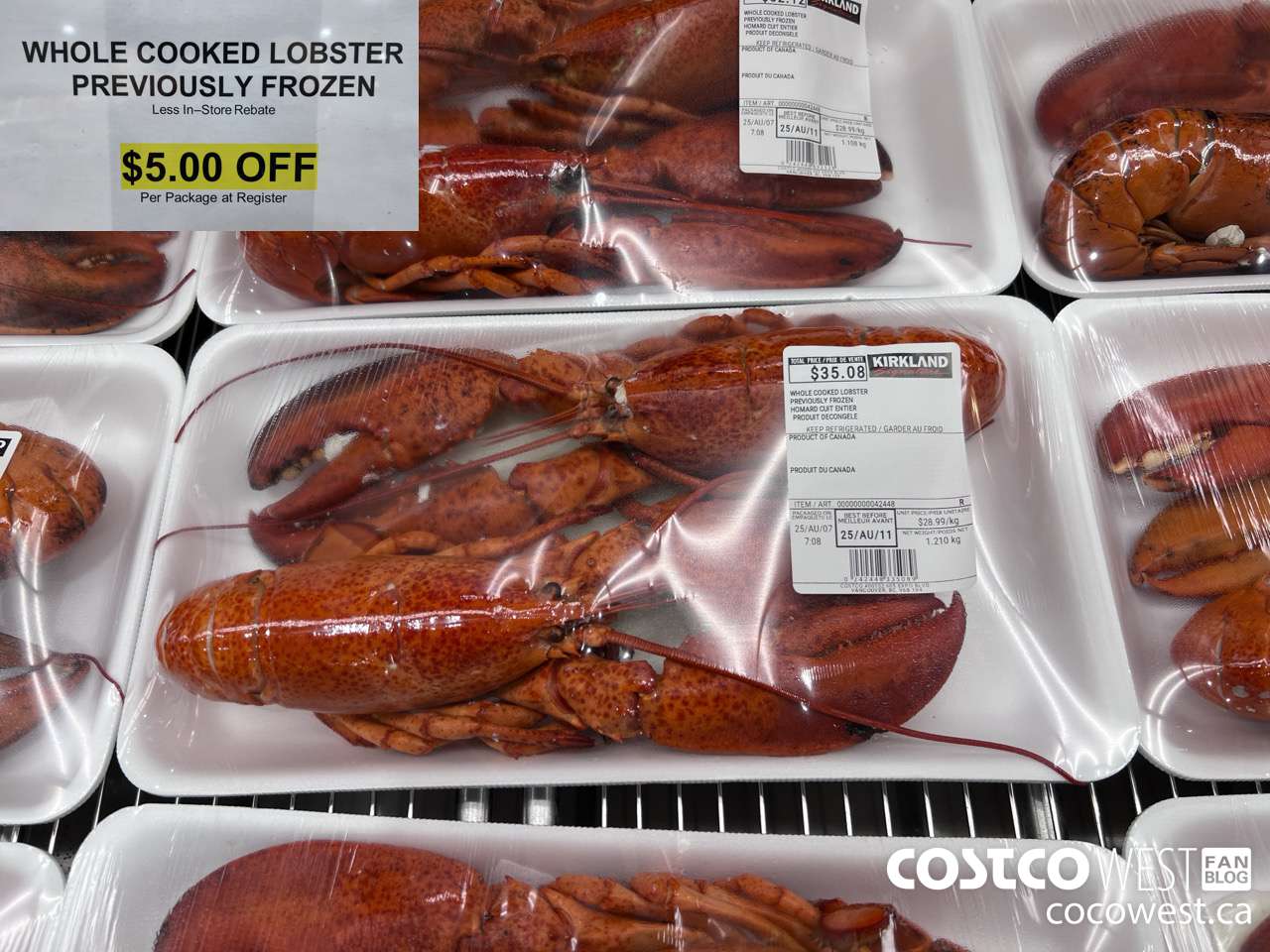 42448 WHOLE COOKED LOBSTER PREVIOUSLY FROZEN ($5.00 INSTANT SAVINGS)