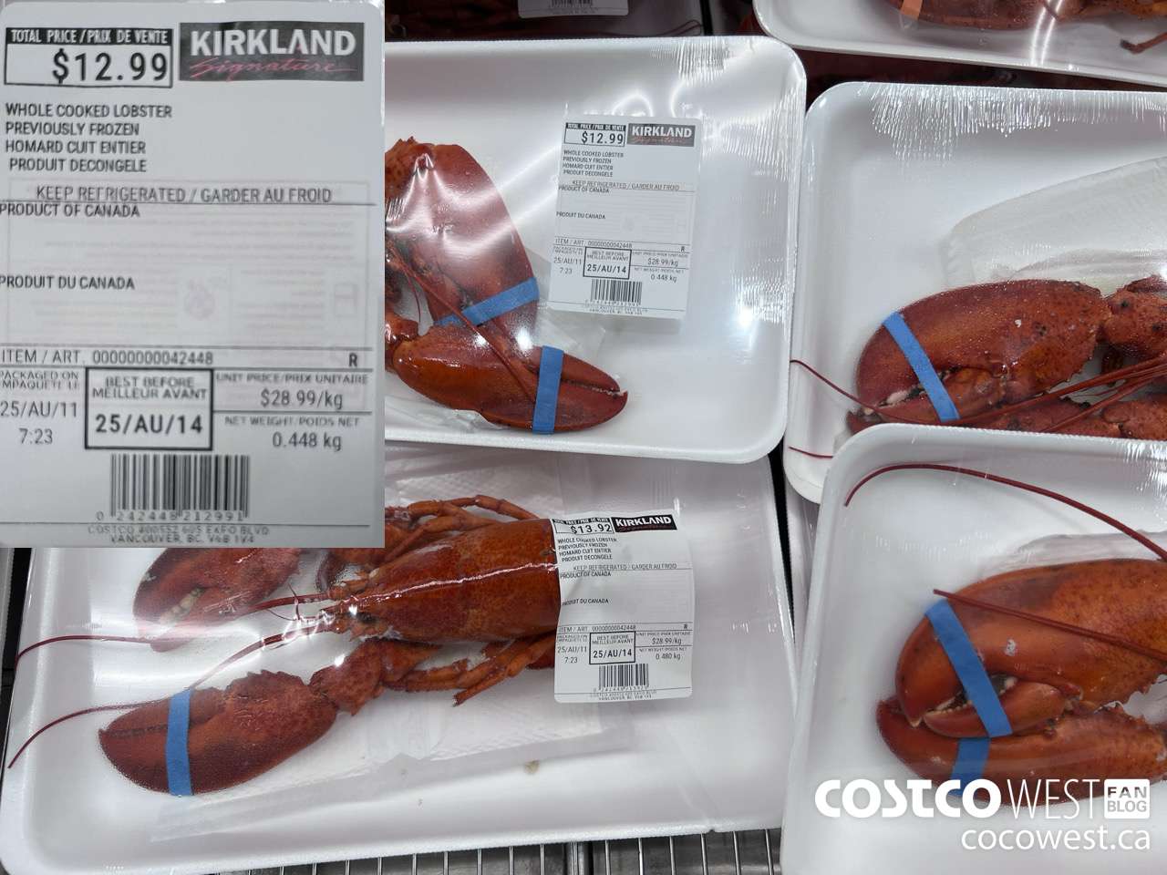 42448 WHOLE COOKED LOBSTER PREVIOUSLY FROZEN $28.99