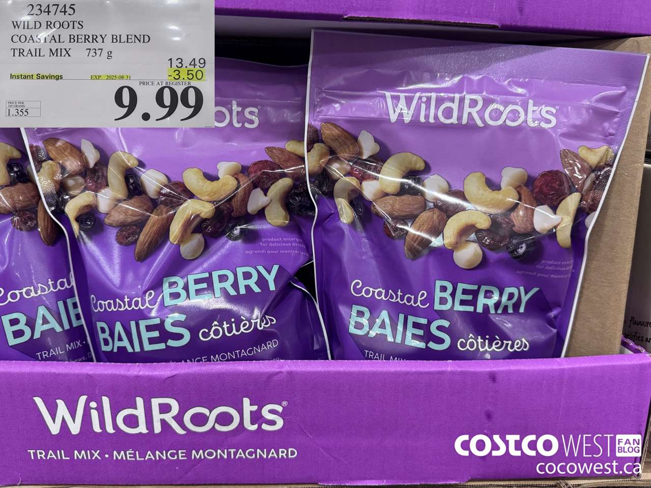 234745 WILD ROOTS COASTAL BERRY BLEND TAIL MIX 737 G ($3.50 INSTANT SAVINGS EXPIRES ON 2025-08-31) $9.99