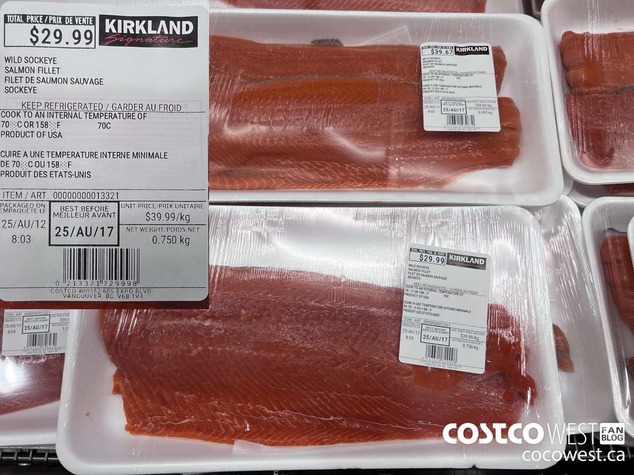 13321 WILD SOCKEYE SALMON. FILLET $39.99