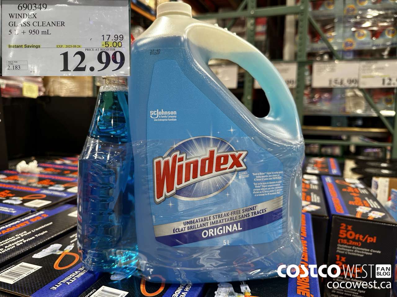 690349 WINDEX GLASS CLEANER 5L + 950ML ($5.00 INSTANT SAVINGS EXPIRES ON 2025-08-24) $12.99