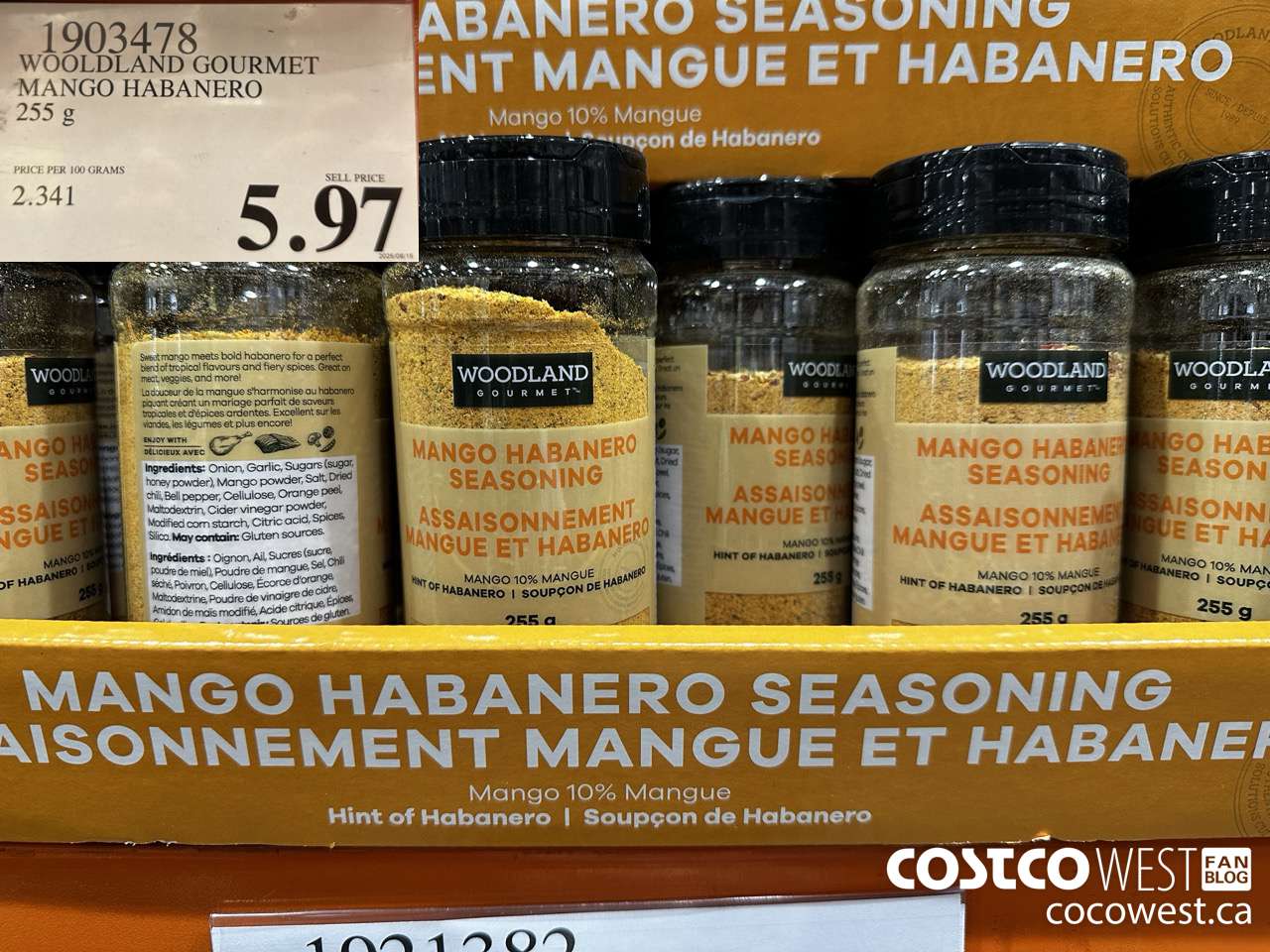 1903478 WOOLDLAND GOURMET MANGO HABANERO 255G $5.97