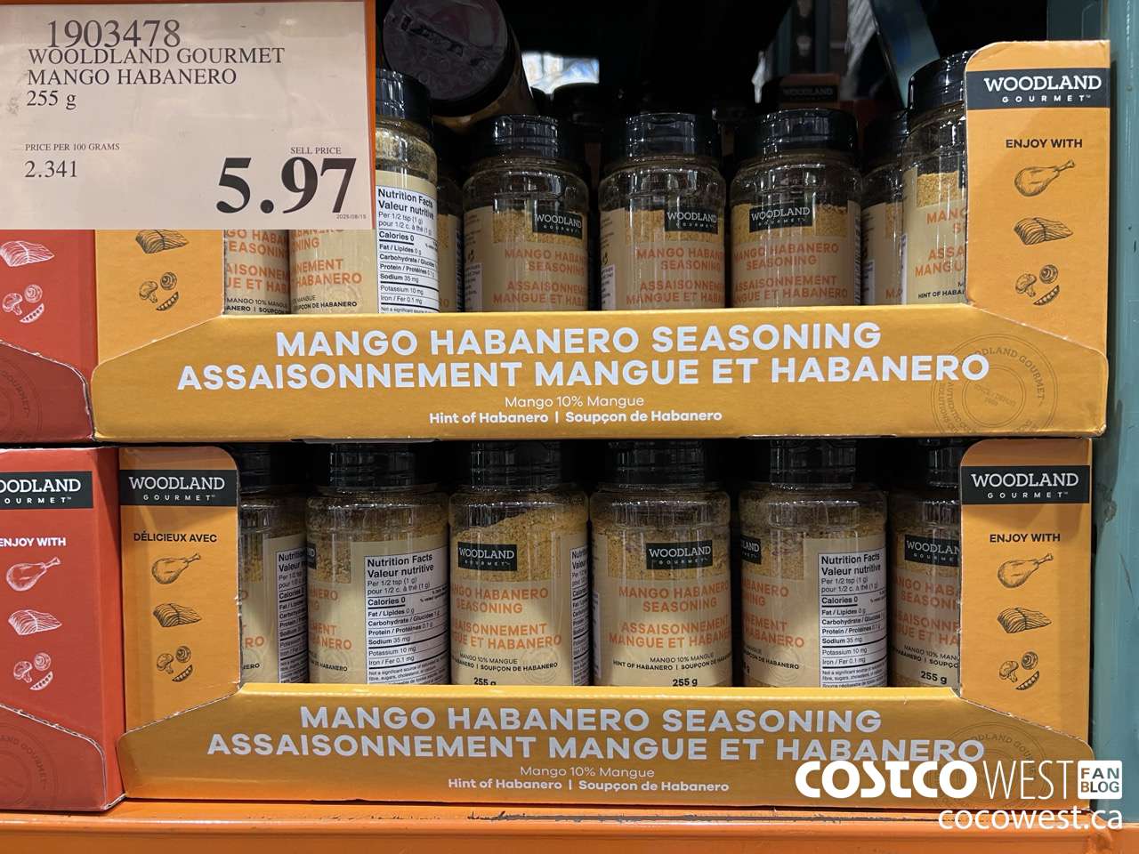 1903478 WOOLDLAND GOURMET MANGO HABANERO 255G $5.97