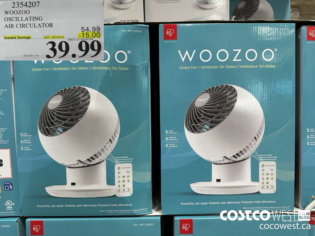 2354207 WOOZOO OSCILLATING AIR CIRCULATOR ($15.00 INSTANT SAVINGS EXPIRES ON 2025-08-24) $39.99