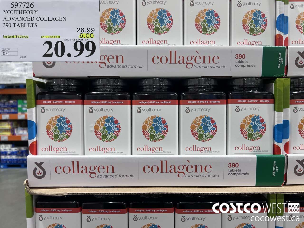 597726 YOUTHEORY COLLAGEN 390 TABLETS ($6.00 INSTANT SAVINGS EXPIRES ON 2025-08-31) $20.99