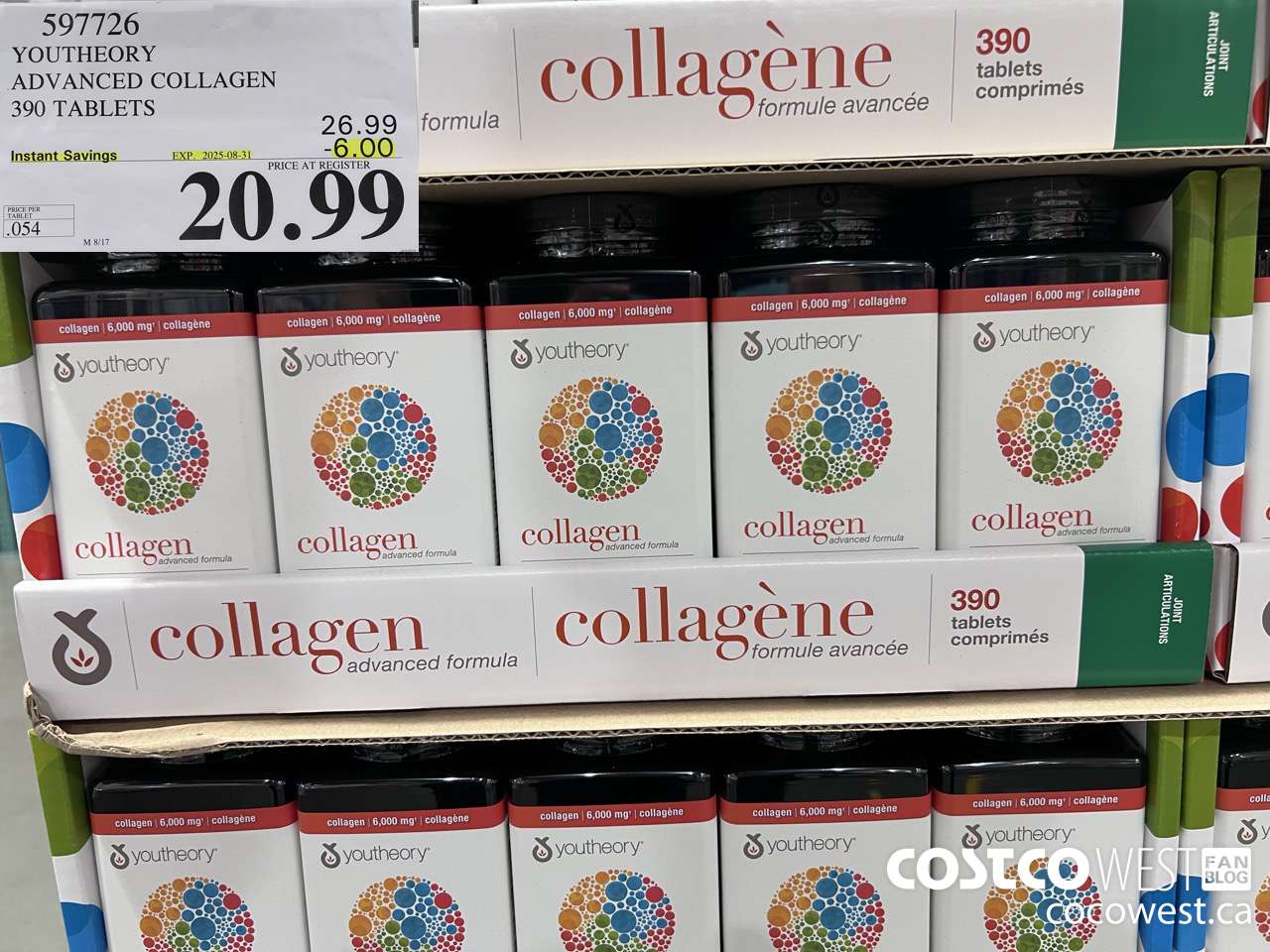 597726 YOUTHEORY COLLAGEN 390 TABLETS ($6.00 INSTANT SAVINGS EXPIRES ON 2025-08-31) $20.99