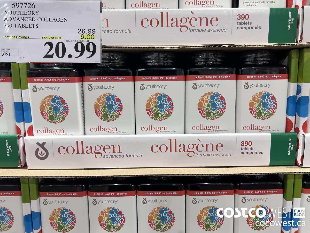 597726 YOUTHEORY COLLAGEN 390 TABLETS ($6.00 INSTANT SAVINGS EXPIRES ON 2025-08-31) $20.99
