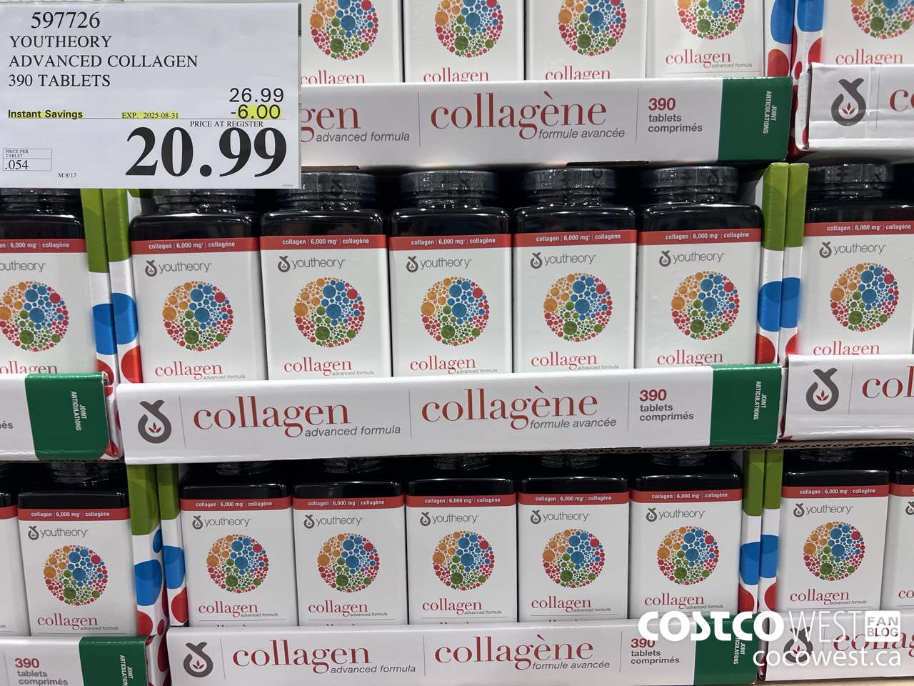 597726 YOUTHEORY COLLAGEN 390 TABLETS ($6.00 INSTANT SAVINGS EXPIRES ON 2025-08-31) $20.99