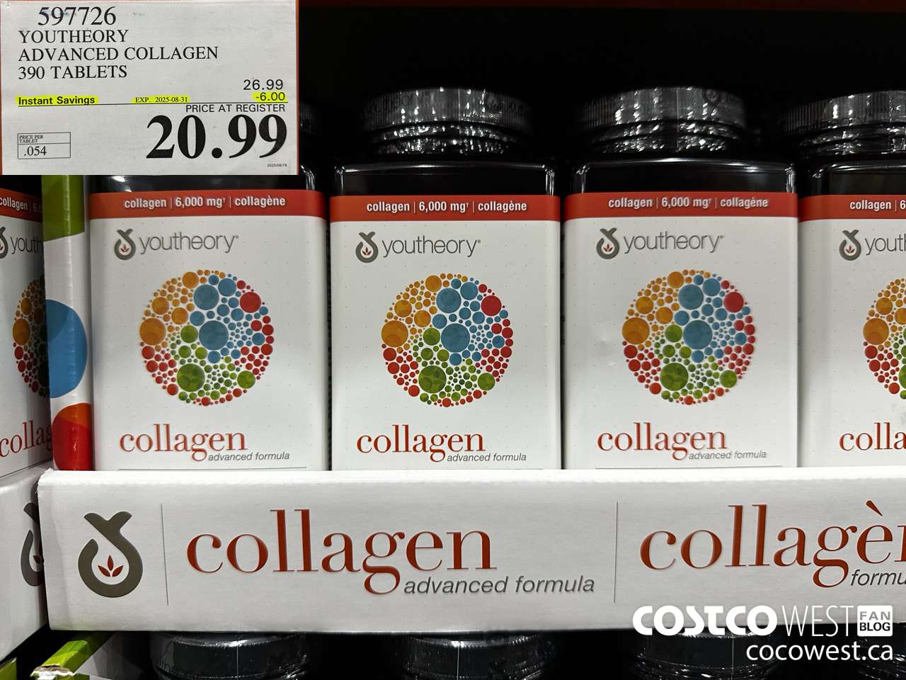 597726 YOUTHEORY COLLAGEN 390 TABLETS ($6.00 INSTANT SAVINGS EXPIRES ON 2025-08-31) $20.99