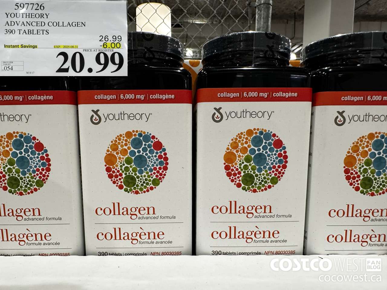 597726 YOUTHEORY COLLAGEN 390 TABLETS ($6.00 INSTANT SAVINGS EXPIRES ON 2025-08-31) $20.99