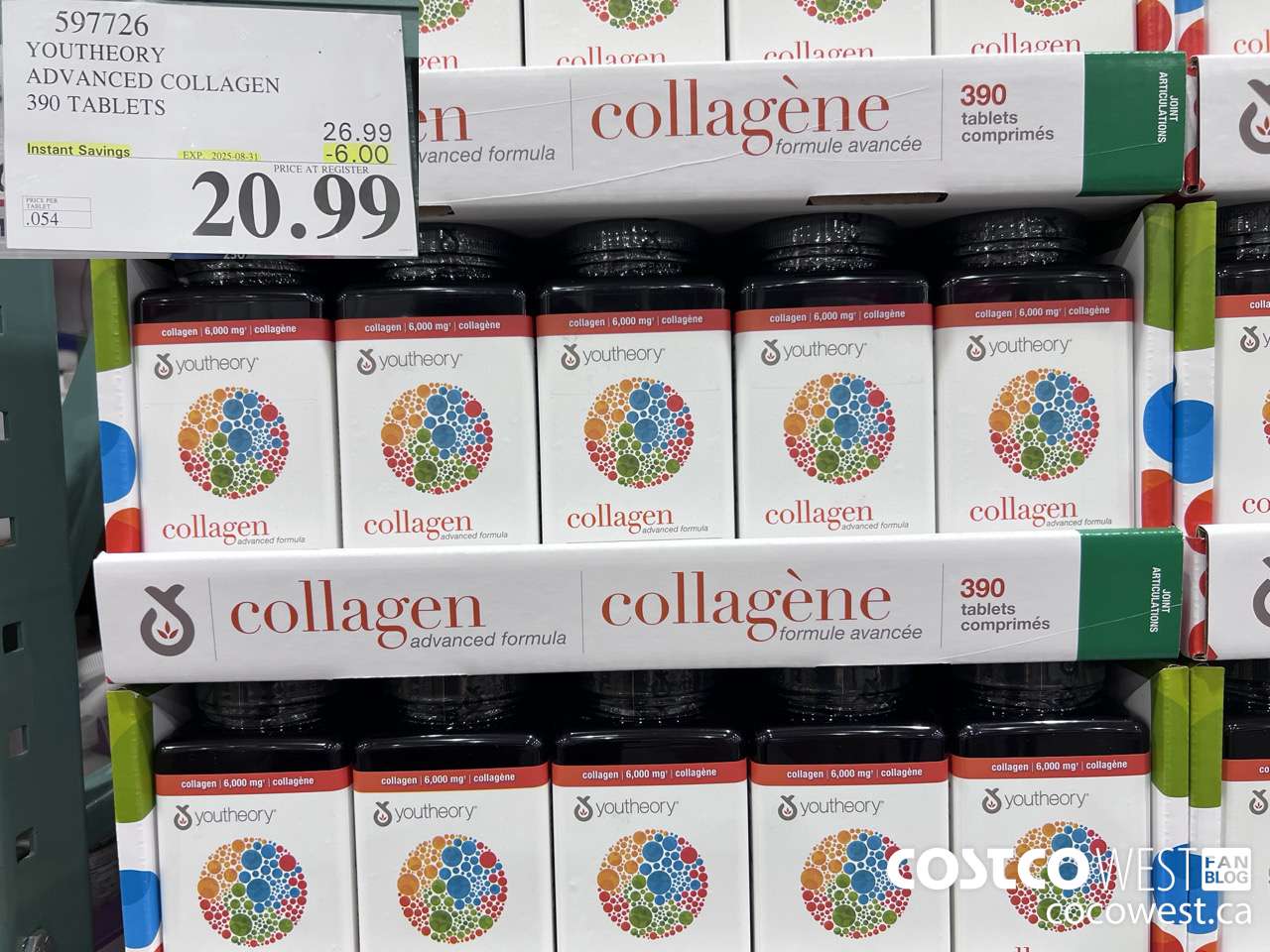 597726 YOUTHEORY COLLAGEN 390 TABLETS ($6.00 INSTANT SAVINGS EXPIRES ON 2025-08-31) $20.99