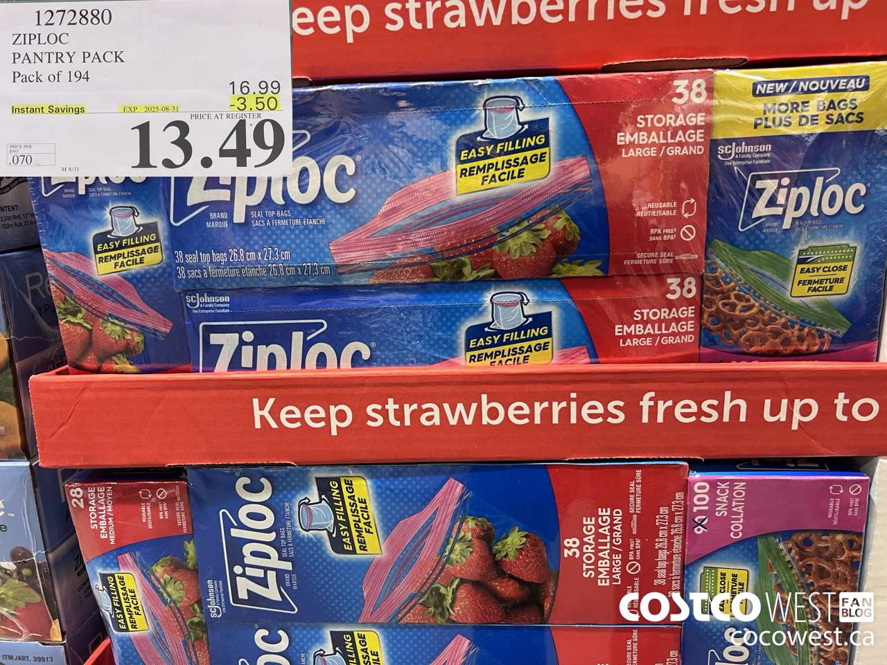 1272880 ZIPLOC PANTRY PACK Pack of 194 ($3.50 INSTANT SAVINGS EXPIRES ON 2025-08-31) $13.49