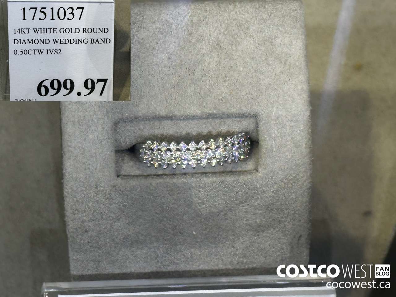 1751037 14KT WHITE GOLD ROUND DIAMOND WEDDING BAND 0.50CTW IVS2 $699.97