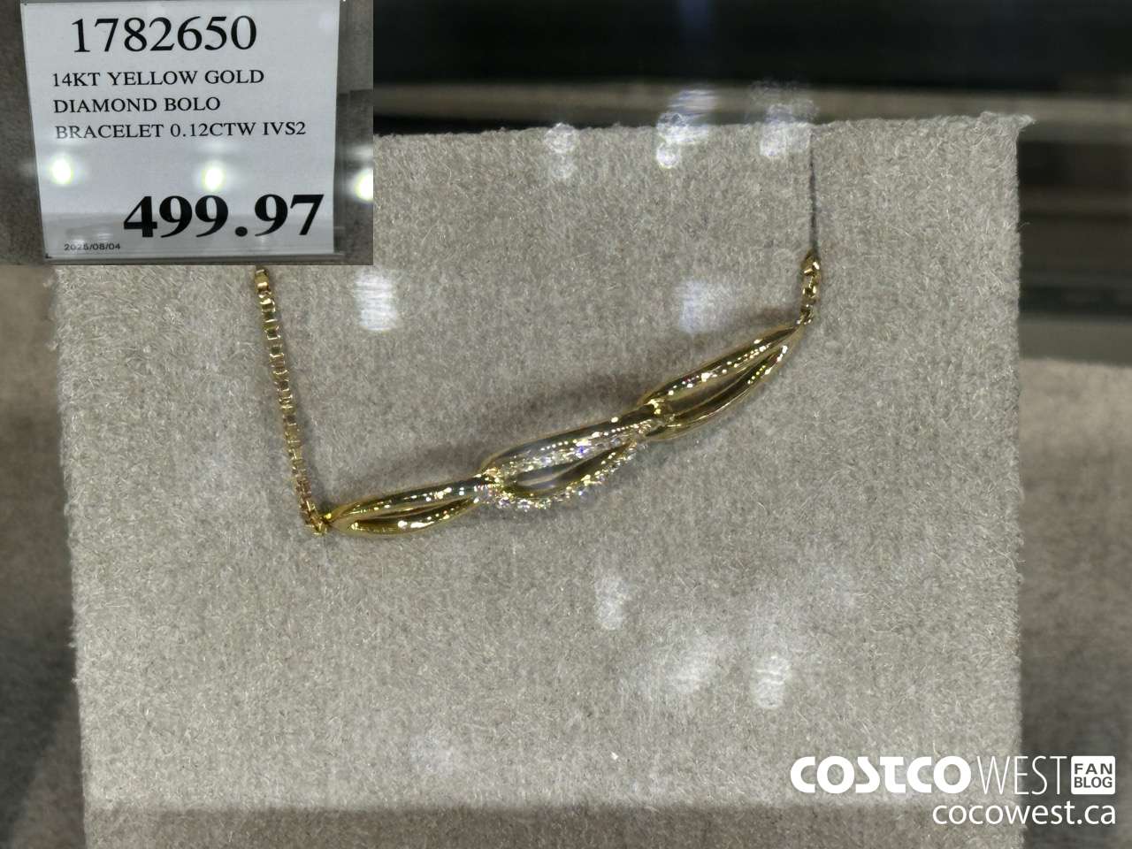 1782650 14KT YELLOW GOLD DIAMOND BOLO BRACELET 0.12CTW IVS2 $499.97