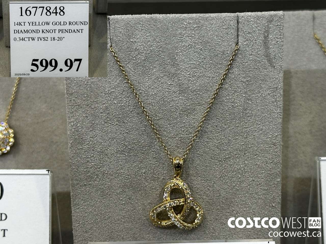 1677848 14KT YELLOW GOLD ROUND DIAMOND KNOT PENDANT 0.34CTW IVS2 18-20