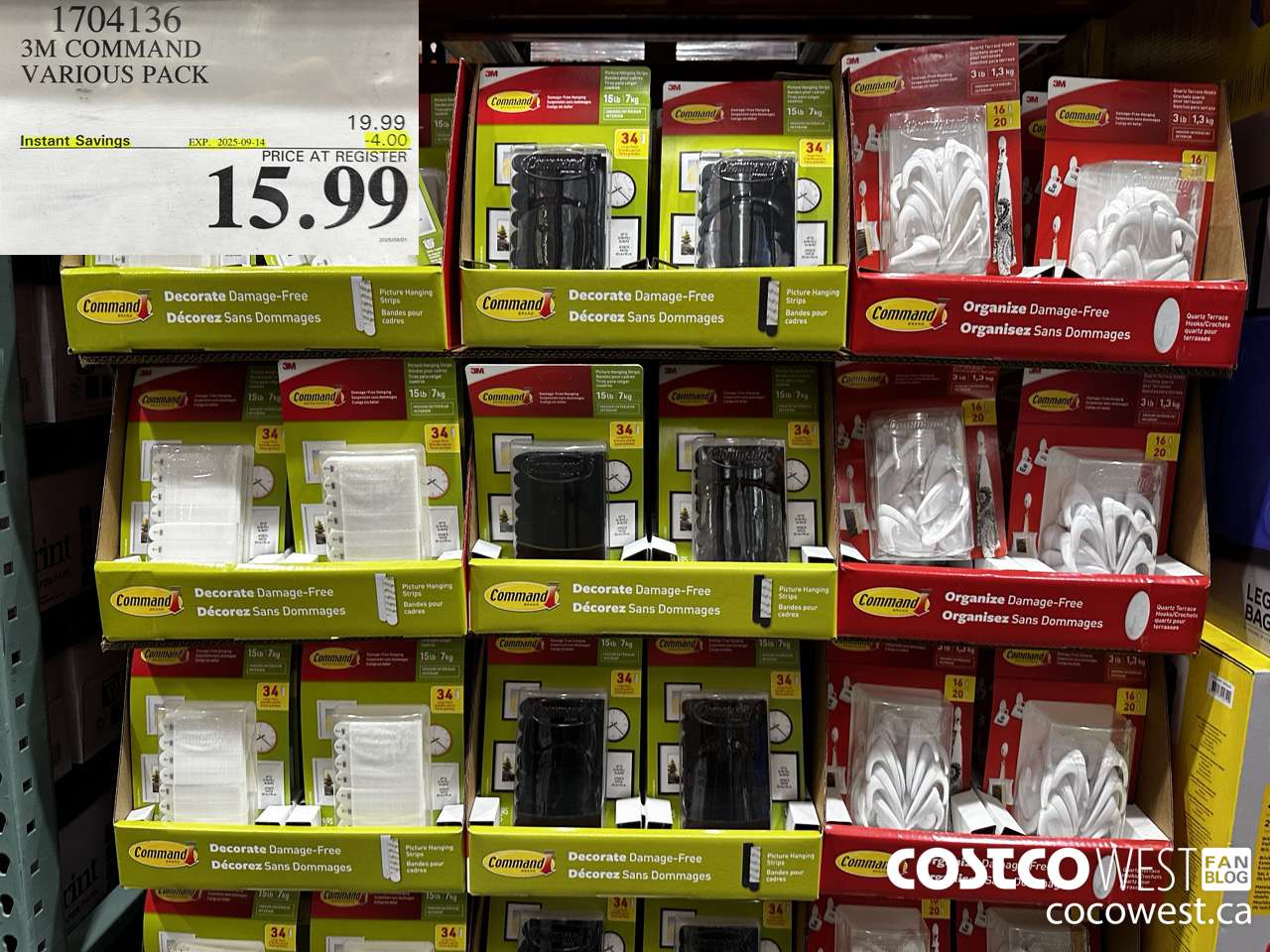 1704136 3M COMMAND VARIOUS PACK ($4.00 INSTANT SAVINGS EXPIRES ON 2025-09-14) $15.99