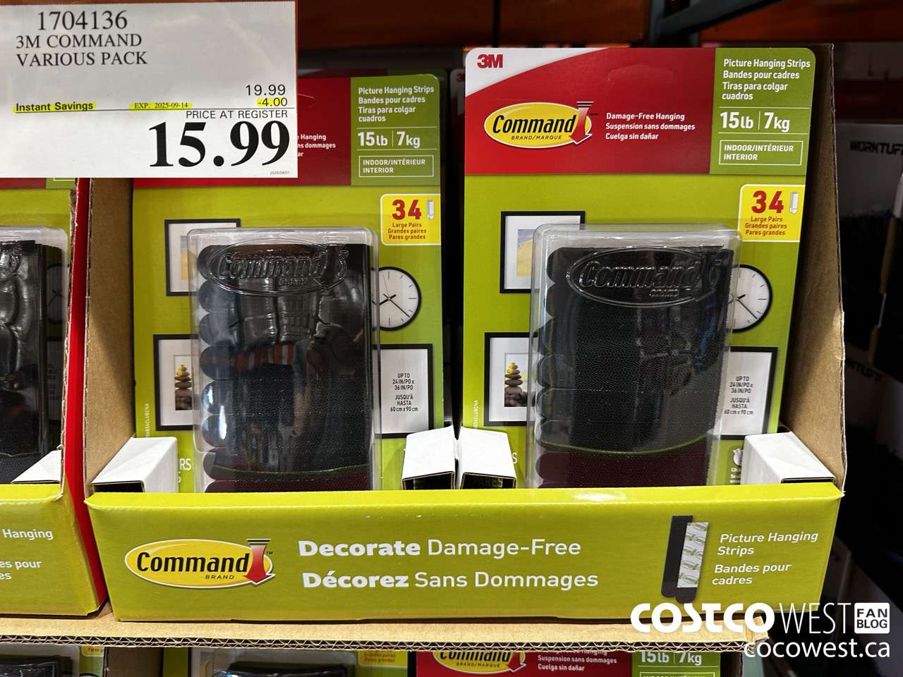 1704136 3M COMMAND VARIOUS PACK ($4.00 INSTANT SAVINGS EXPIRES ON 2025-09-14) $15.99