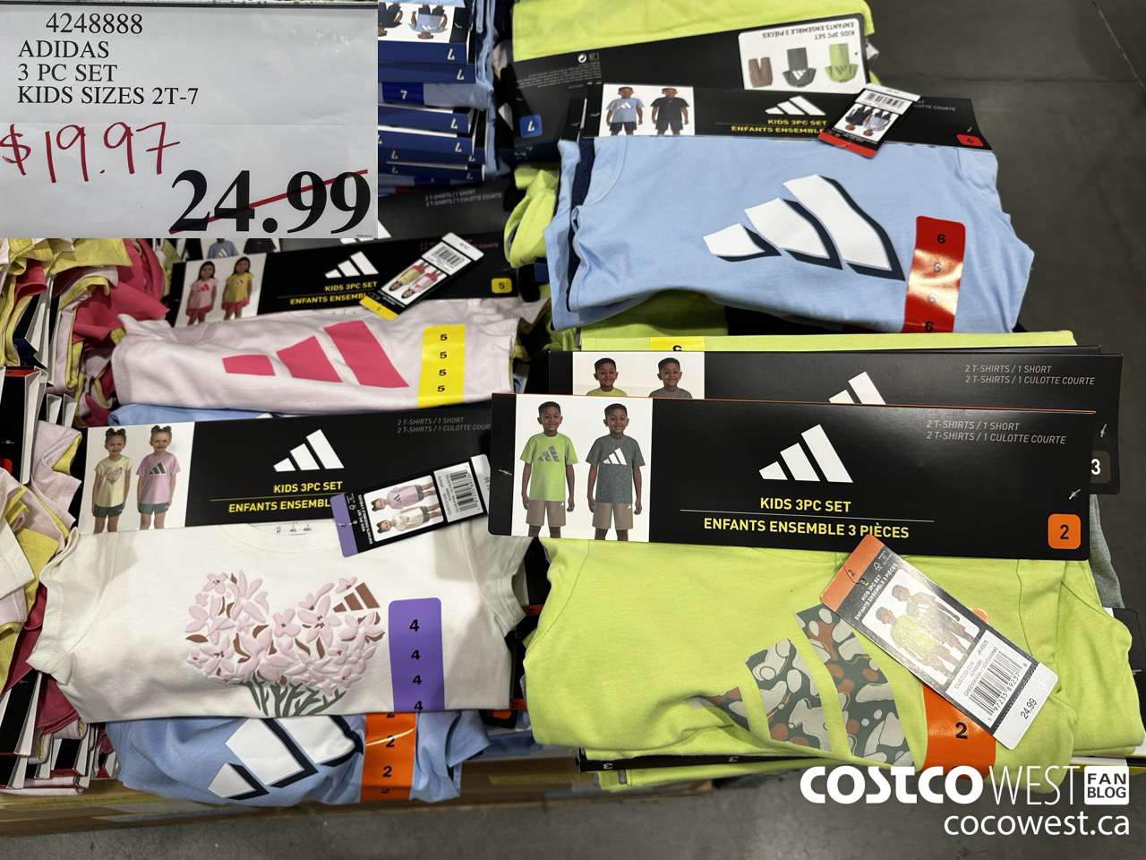 4248888 ADIDAS 3 PC SET KIDS SIZES 2T-7 $19.97