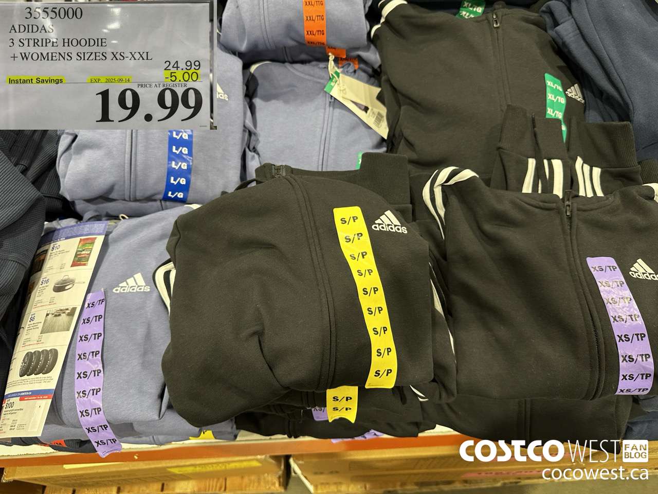 3555000 ADIDAS 3 STRIPE HOODIE WOMENS SIZES XS-XXL ($5.00 INSTANT SAVINGS EXPIRES ON 2025-09-14) $19.99