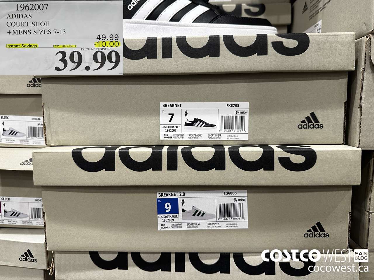 1962007 ADIDAS COURT SHOE MENS SIZES 7-13 ($10.00 INSTANT SAVINGS EXPIRES ON 2025-09-14) $39.99