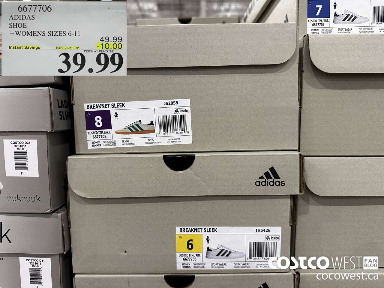 6677706 ADIDAS SHOE WOMENS SIZES 6-11 ($10.00 INSTANT SAVINGS EXPIRES ON 2025-10-05) $39.99
