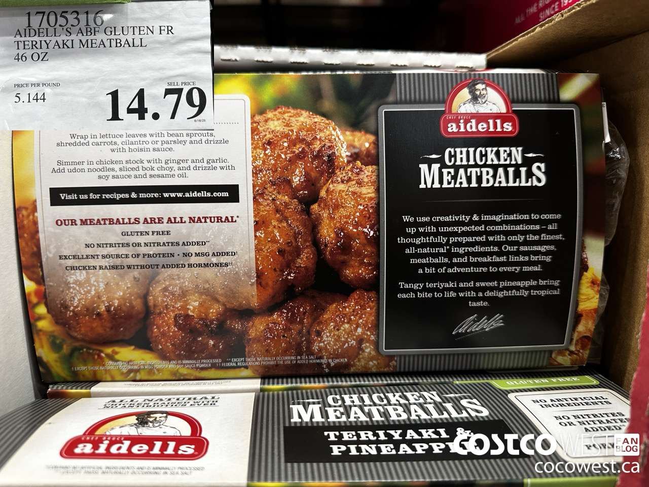 1705316 AIDELL'S ABF GLUTEN FR TERIYAKI MEATBALL 46 OZ $14.79