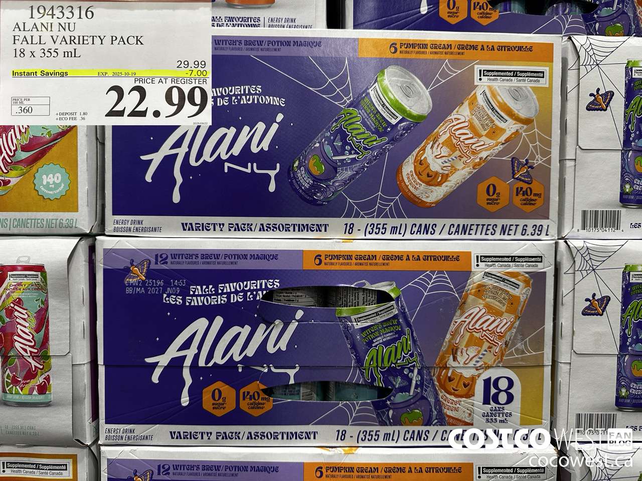 1943316 ALANI NU FALL VARIETY PACK 18 X 355ML ($7.00 INSTANT SAVINGS EXPIRES ON 2025-10-19) $22.99