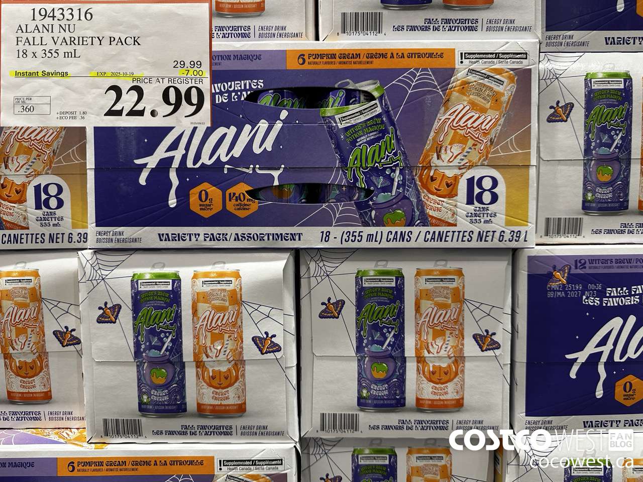 1943316 ALANI NU FALL VARIETY PACK 18 X 355ML ($7.00 INSTANT SAVINGS EXPIRES ON 2025-10-19) $22.99