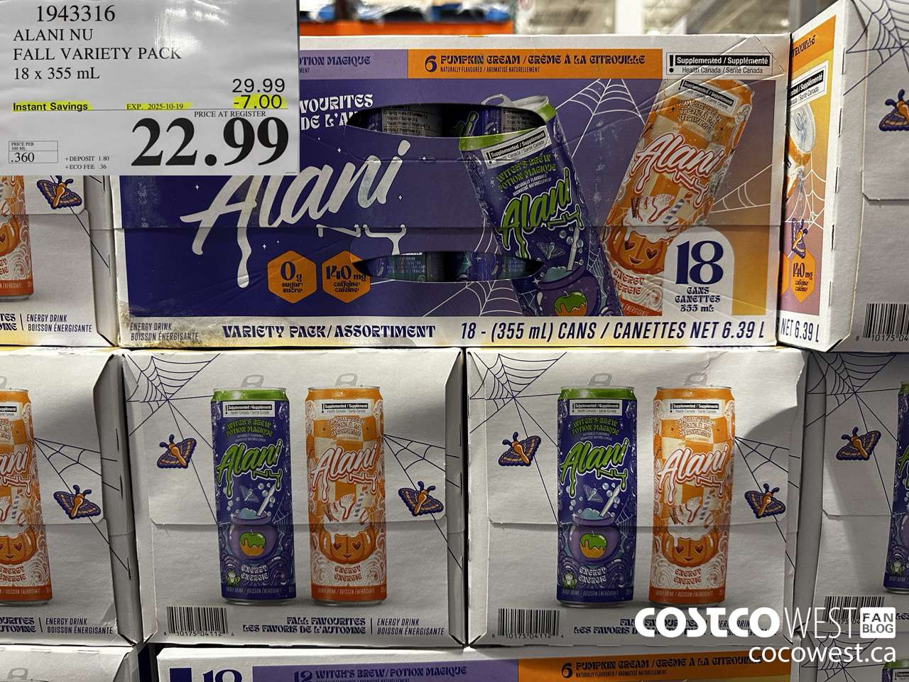 1943316 ALANI NU FALL VARIETY PACK 18 X 355ML ($7.00 INSTANT SAVINGS EXPIRES ON 2025-10-19) $22.99