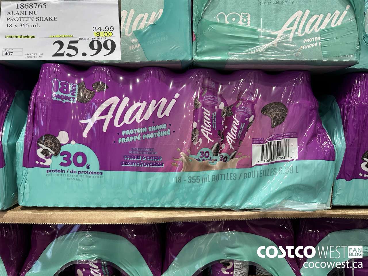 1868765 ALANI NU PROTEIN SHAKE 18 X 355ML ($9.00 INSTANT SAVINGS EXPIRES ON 2025-10-26) $25.99