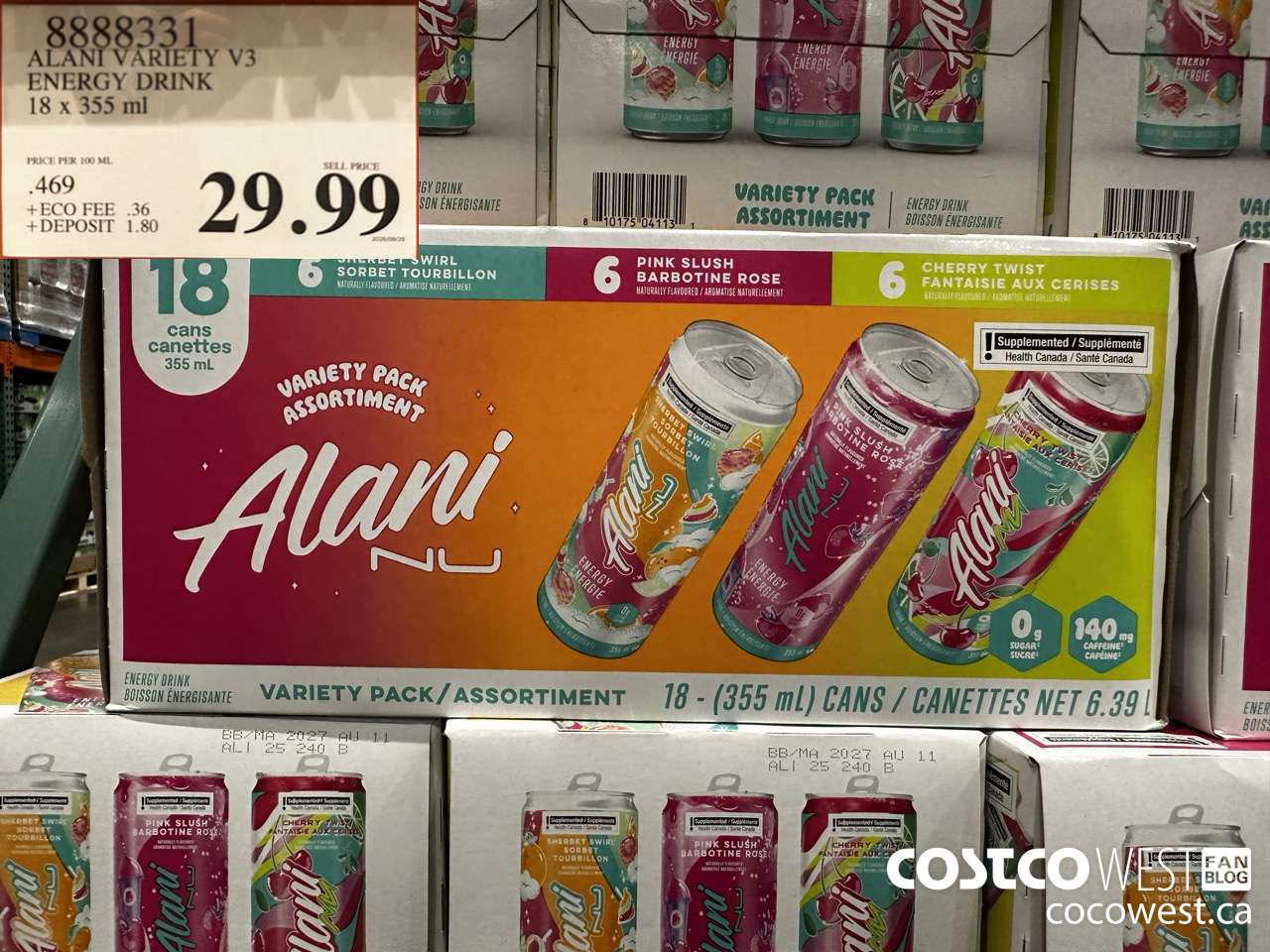 8888331 ALANI VARIETY V3 ENERGY DRINK 18 X 355ML $29.99