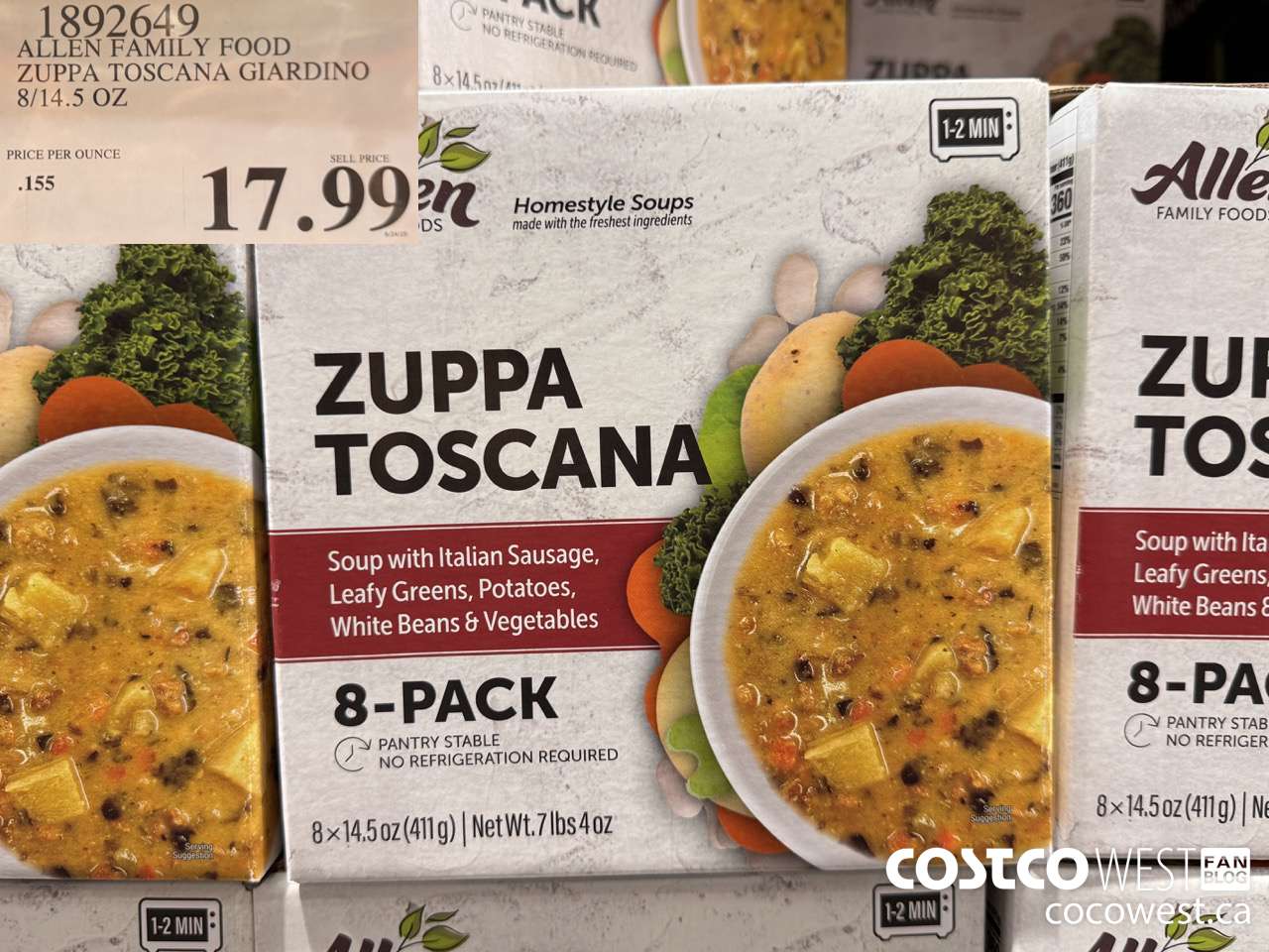 1892649 ALLEN FAMILY FOOD ZUPPA TOSCANA GIARDINO 8/14.5 OZ $17.99
