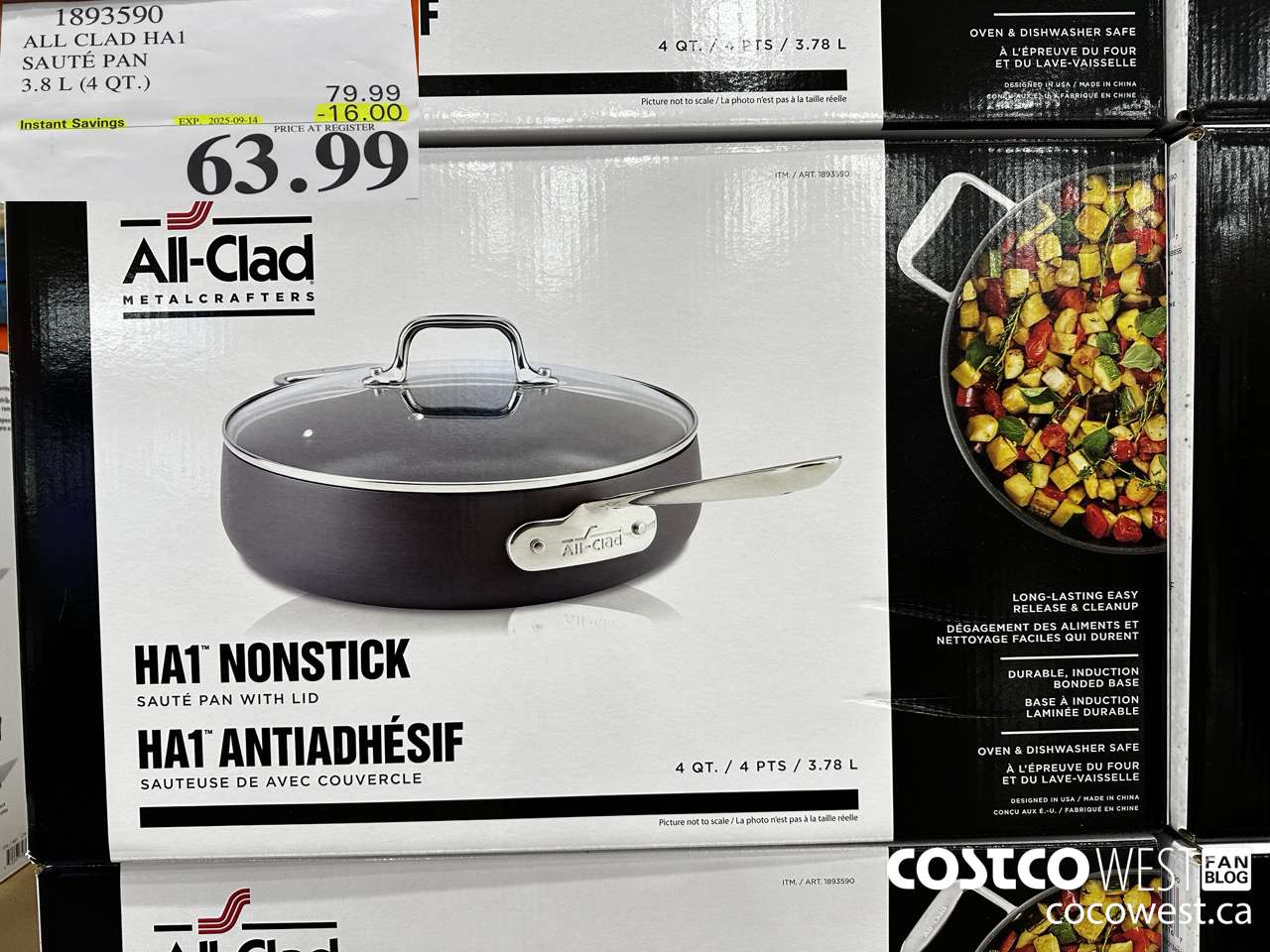 1893590 ALL CLAD HA1 SAUTE PAN 3.8L (4QT) ($16.00 INSTANT SAVINGS EXPIRES ON 2025-09-14) $63.99