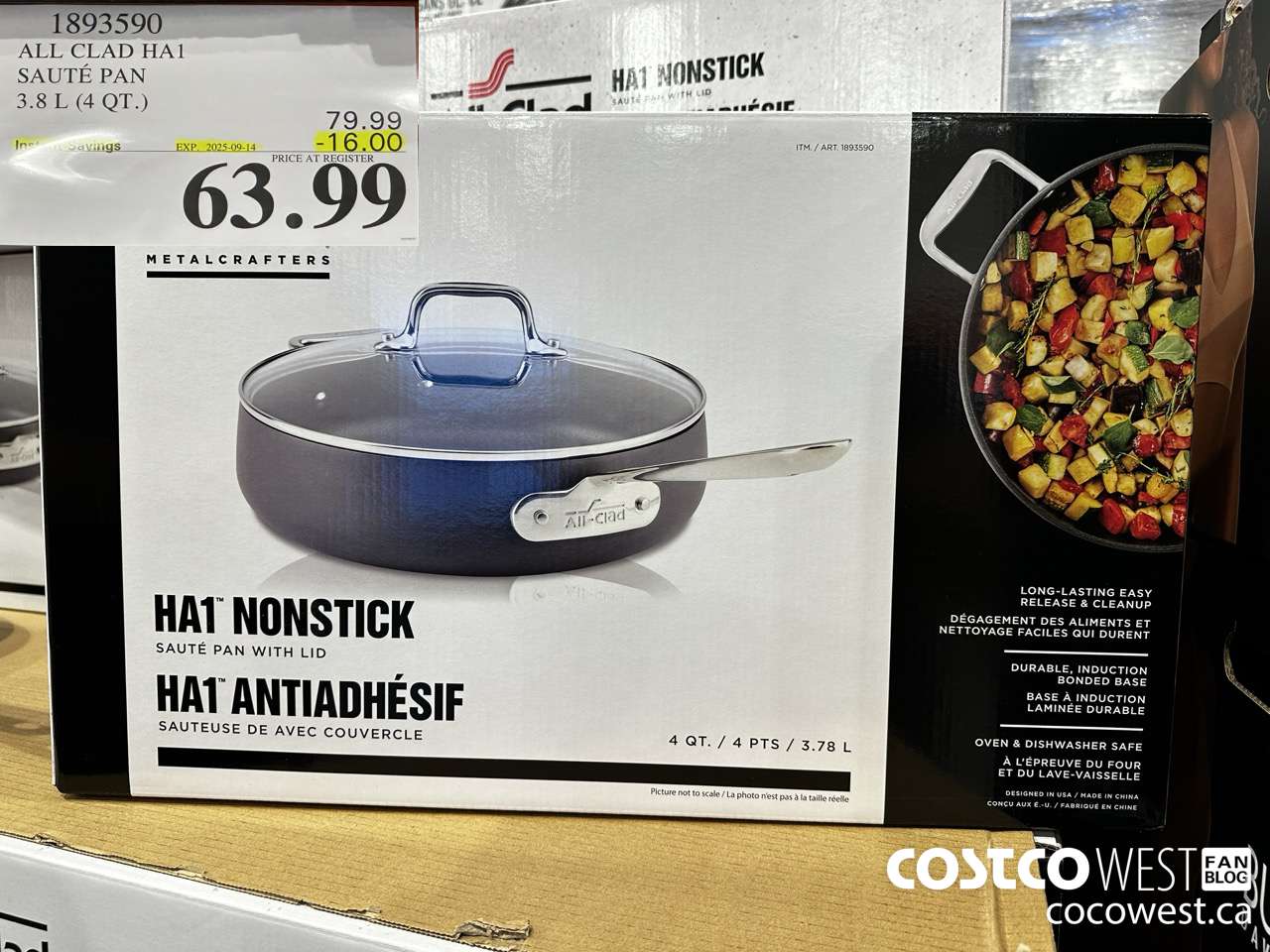 1893590 ALL CLAD HA1 SAUTE PAN 3.8L (4QT) ($16.00 INSTANT SAVINGS EXPIRES ON 2025-09-14) $63.99