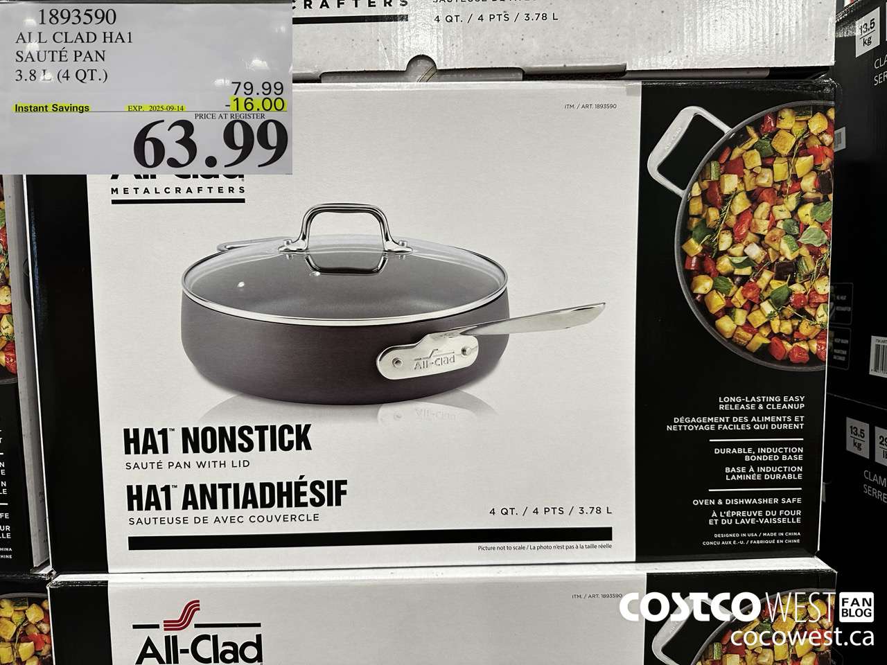 1893590 ALL CLAD HA1 SAUTE PAN 3.8L (4QT) ($16.00 INSTANT SAVINGS EXPIRES ON 2025-09-14) $63.99