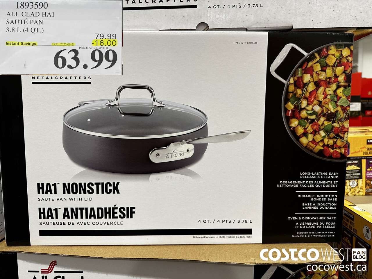 1893590 ALL CLAD HA1 SAUTE PAN 3.8L (4QT) ($16.00 INSTANT SAVINGS EXPIRES ON 2025-09-21) $63.99