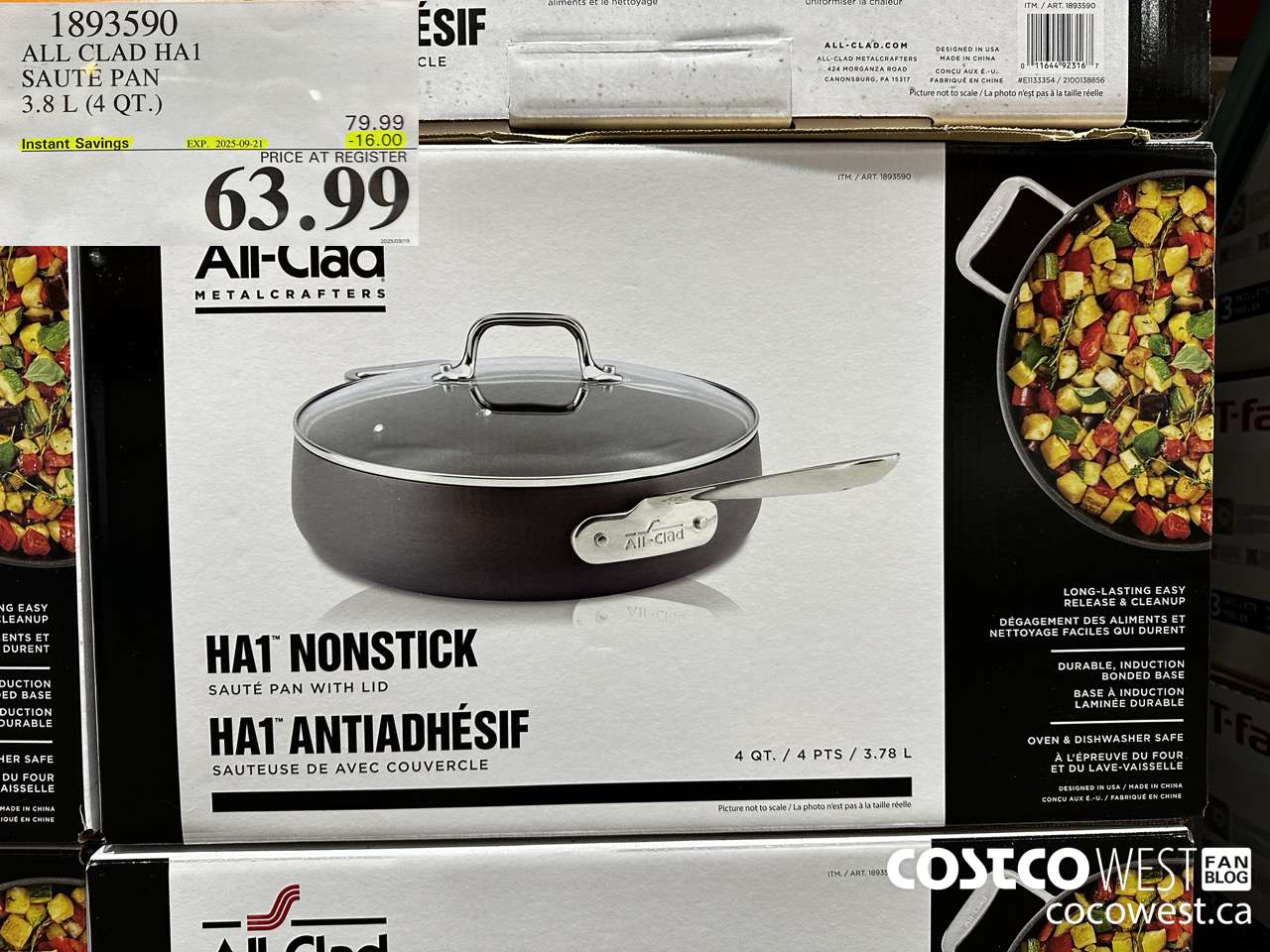 1893590 ALL CLAD HA1 SAUTE PAN 3.8L (4QT) ($16.00 INSTANT SAVINGS EXPIRES ON 2025-09-21) $63.99